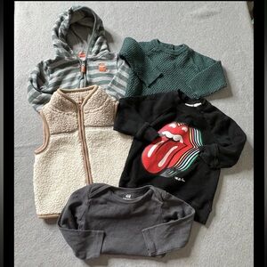 H&M Carters Bundle Lot of 5 Boy Neutral Tops 9 months Basics Winter Fall Spring